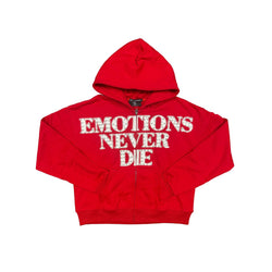 Red End Rhinestone Hoodie - Red