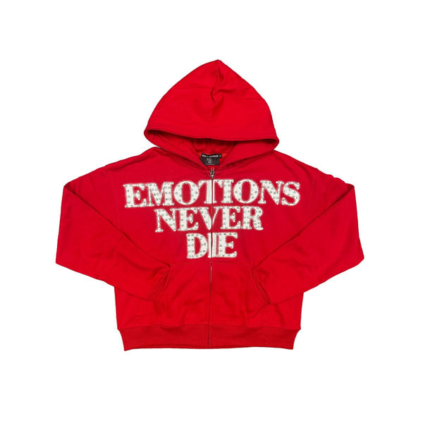 Red End Rhinestone Hoodie - Red