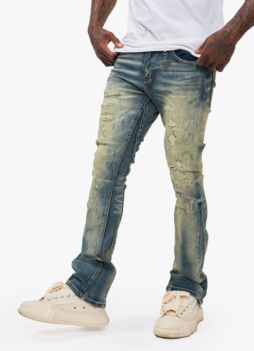 Vin Stacked Dk Vintage Blue Denim