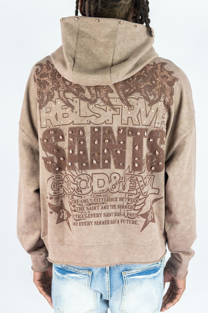 Sinner Cropped Hoodie - Brown