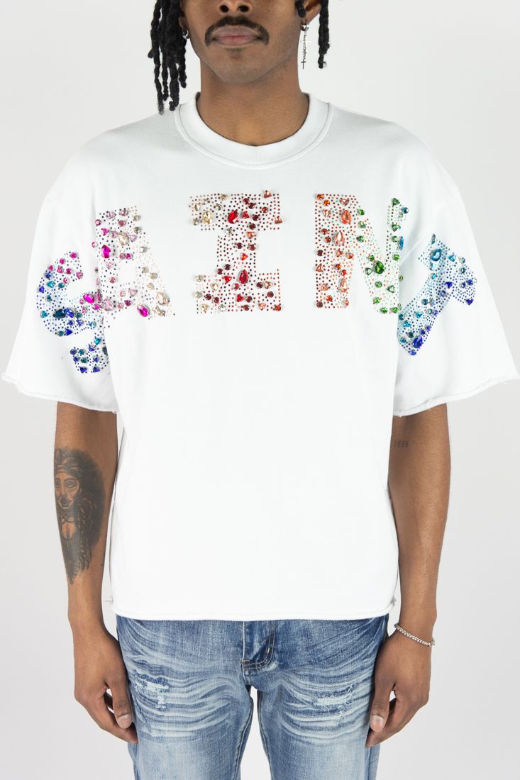 Rhinestone Saints Tee - White