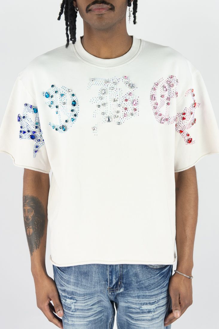 Rebel Rhinestone Tee - Tan