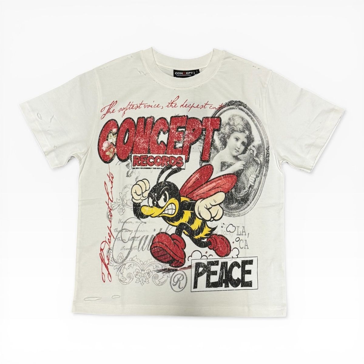 Records Tee - White/Red