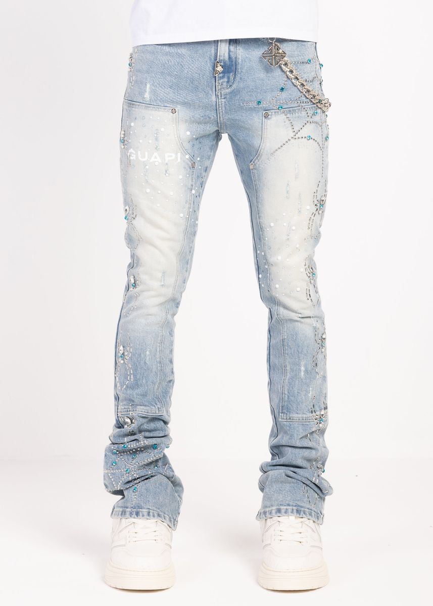 Aqua Blue Spider Denim