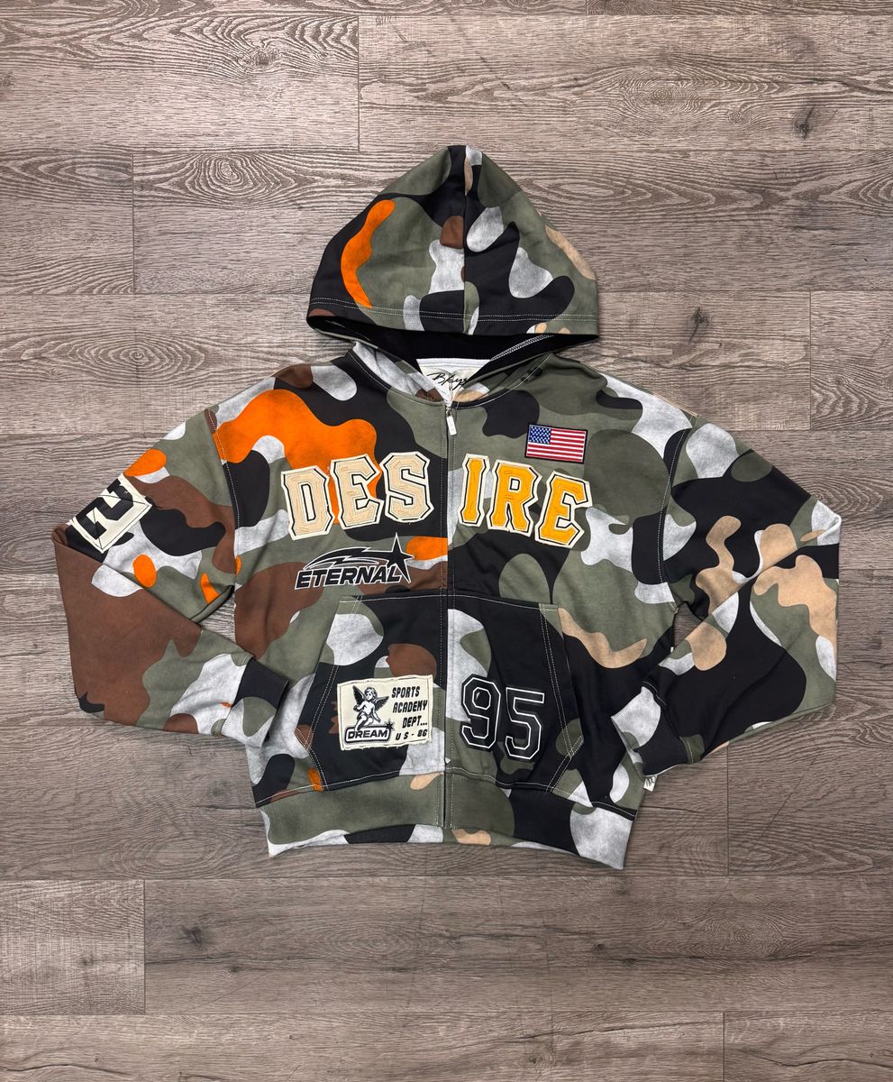 DESIRE CAMO HOODIE - Orange/Green
