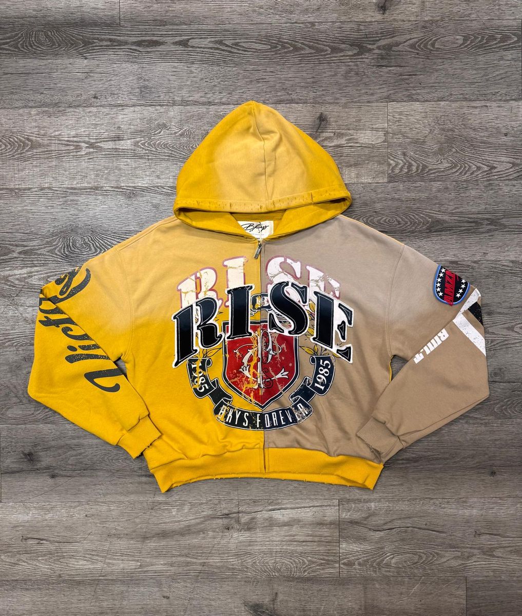 Rise Zip Up - Yellow/Tan