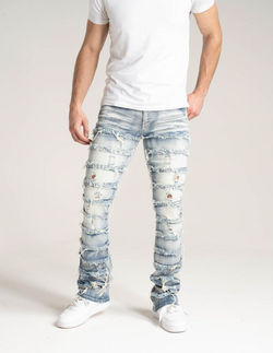 Lt Tint Frayed Stacked Jeans