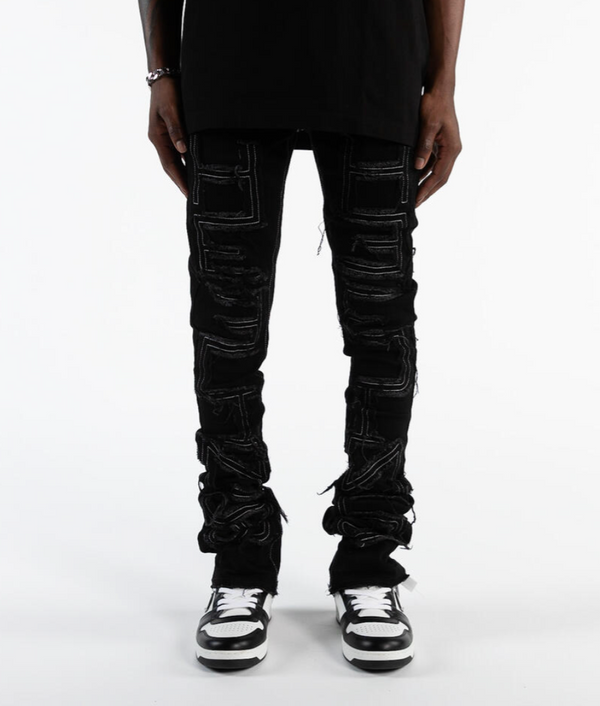 Inspired By - Flare Stacked Denim - Black