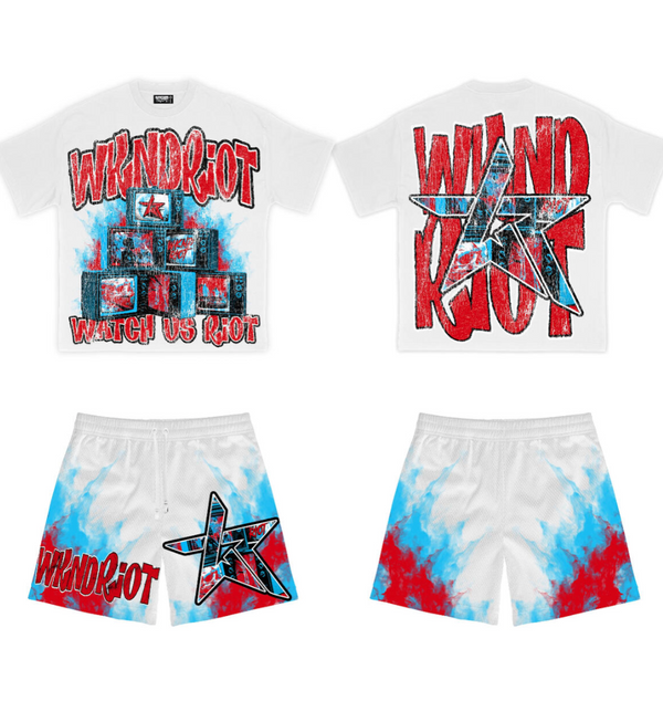 Watch Us Riot Shorts - White