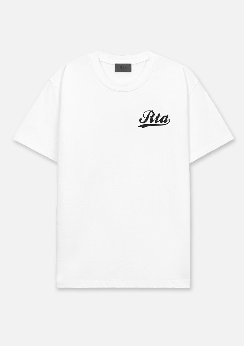 Liam Collegiate Script Tee - White