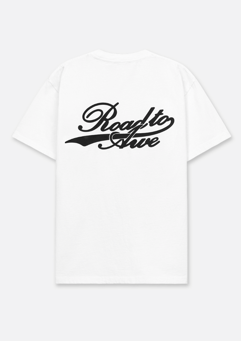 Liam Collegiate Script Tee - White