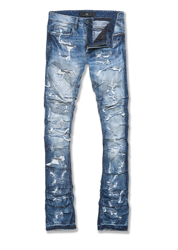 Martin Stacked Ripple Effect Denim - Aged Wash