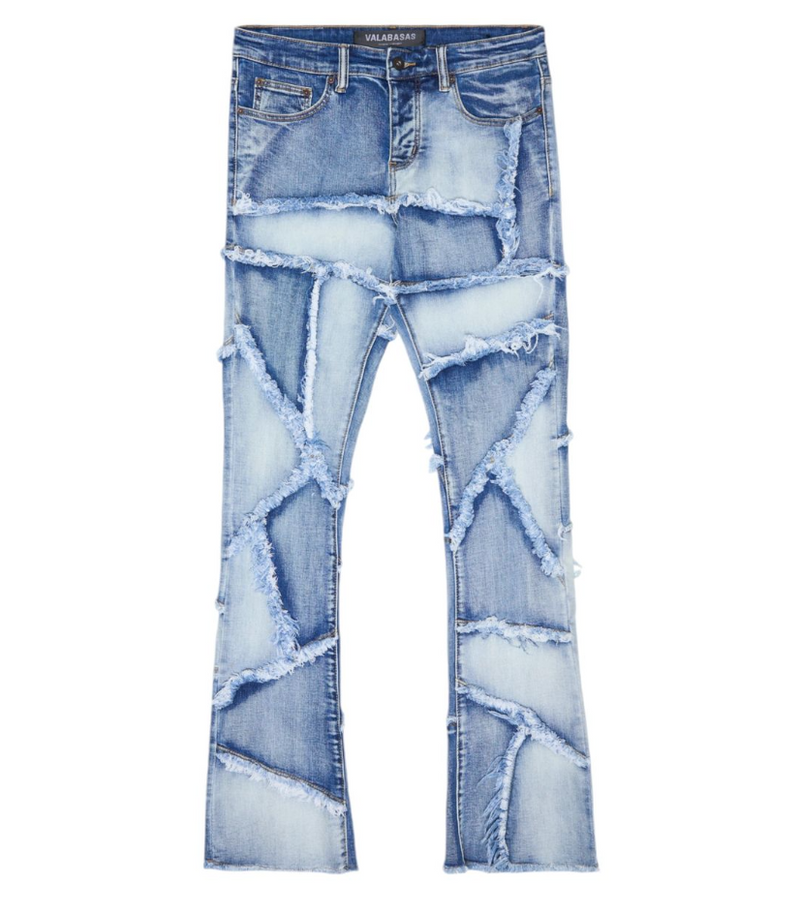 Patchwork Flared Stacked Denim