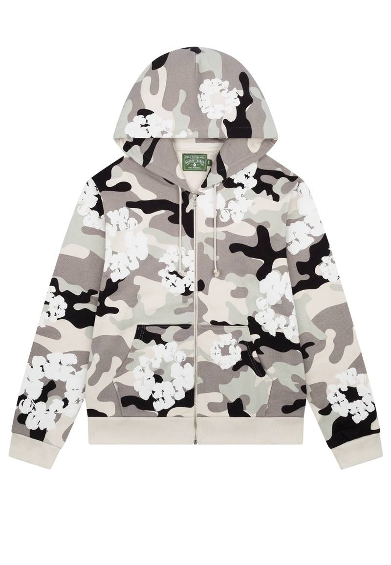 Camo Cotton Wreath Hoodie - White