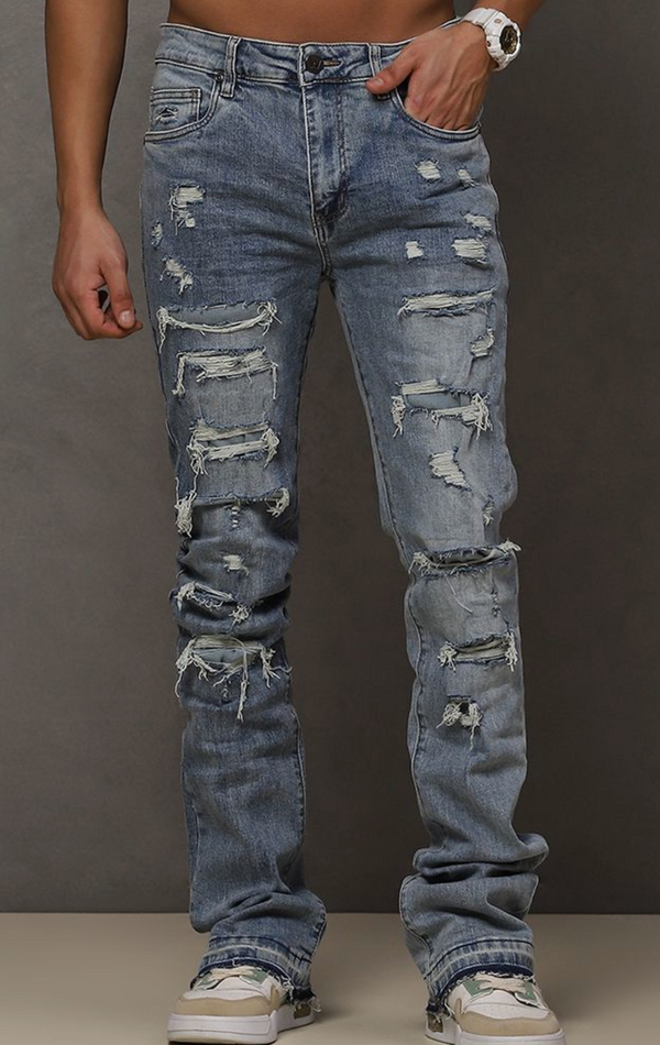 Blue Wash Stacked Denim