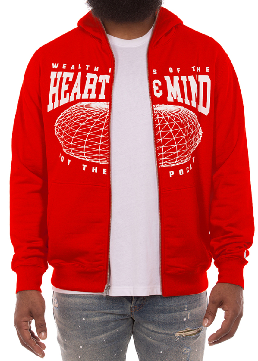 HMU Zip Hoodie - Black/Red