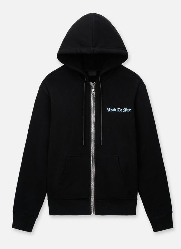 Illuminated Zip Up Hoodie - Black