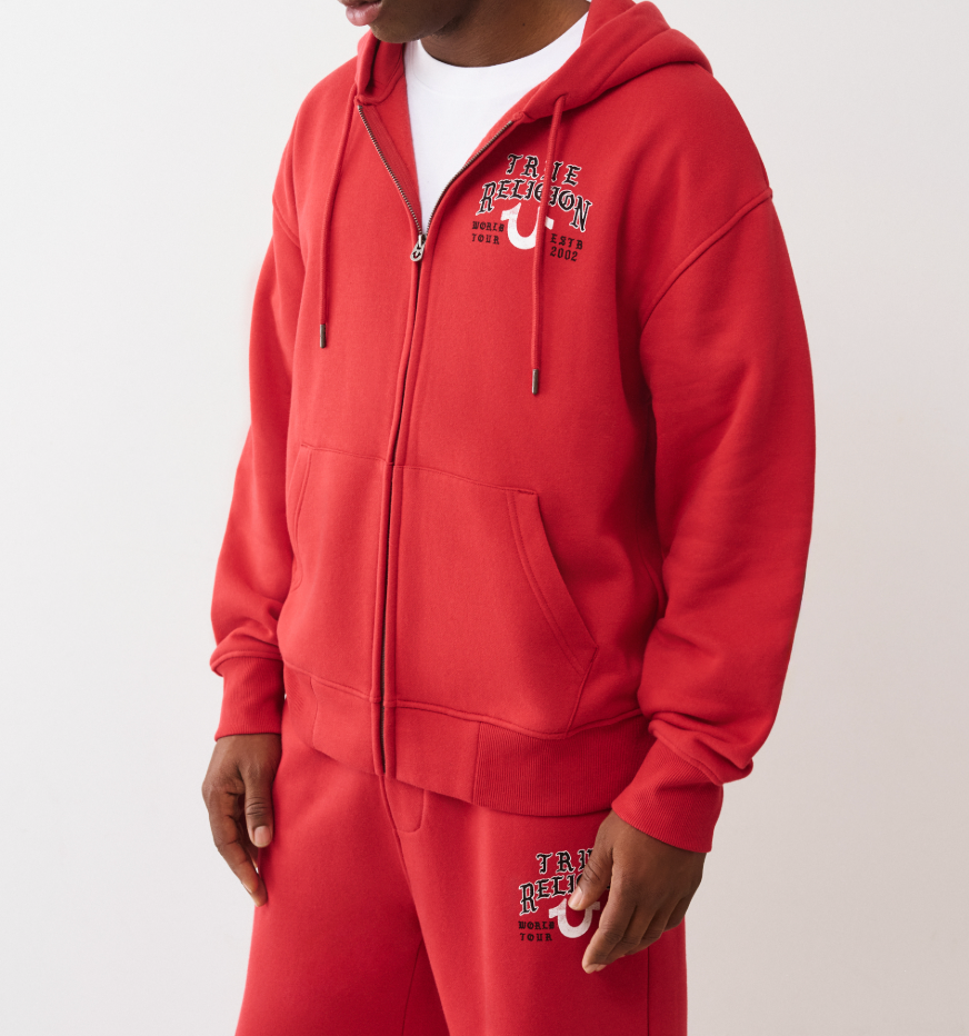 True Religion Zip Up Hoodie - Red