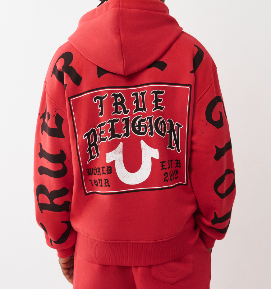 True Religion Zip Up Hoodie - Red