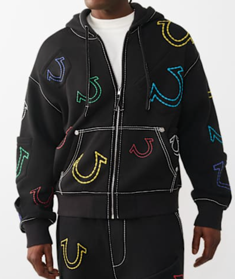 Multi Color Logo Zip Up - Black