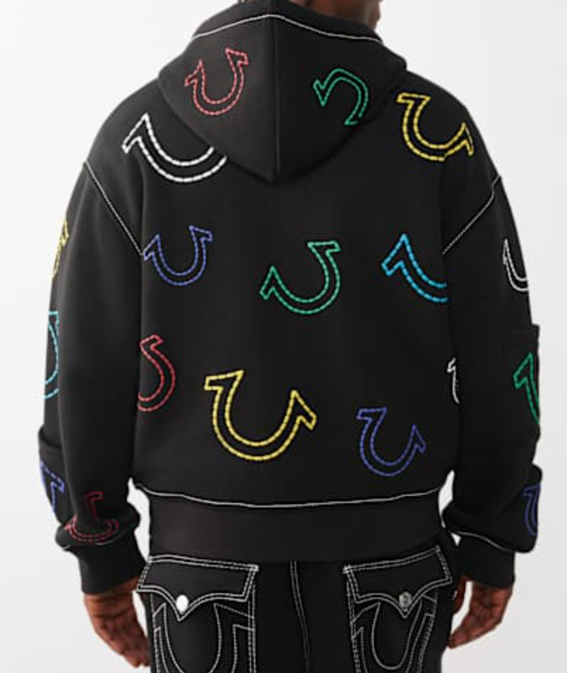 Multi Color Logo Zip Up - Black
