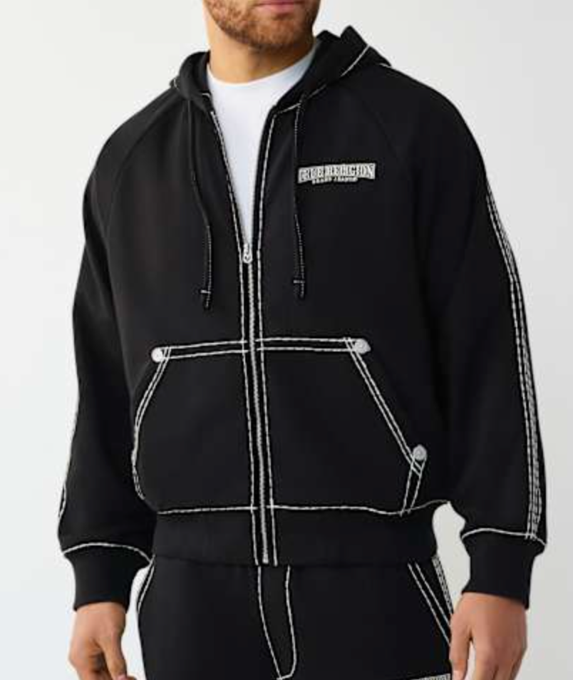 Super Boxy Zip Up - Black/White