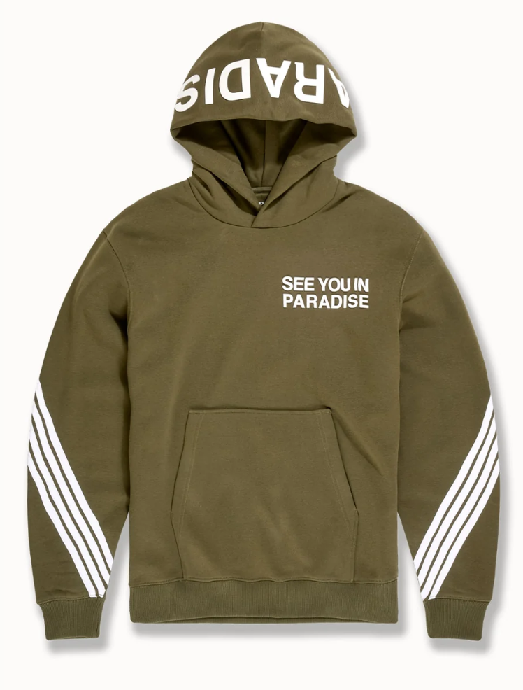 See You In Paradise Stripe Hoodie - Olive