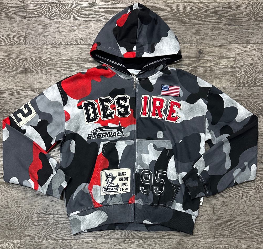 Desires Camo Hoodie - Red/Black